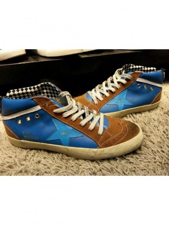 Brown Khaki Blue Mid Star Sneakers