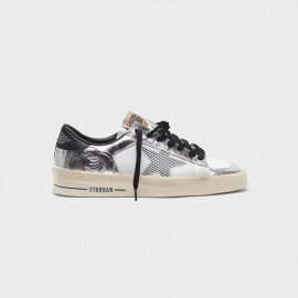 Golden Goose Stardan Sneakers In Laminated Silver With Floral Design Relief G35WS959.D6