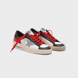 Golden Goose Stardan Sneakers In Red And White Leather With Mesh Inserts G35WS959.C1
