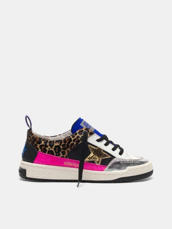 Golden Goose Yeah sneakers in leopard-print pony skin with a gold star G36WS602.A4