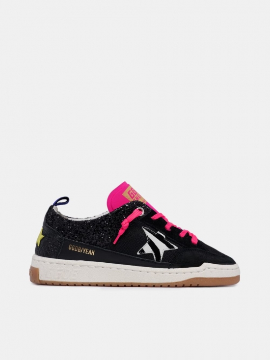 Golden Goose Yeah sneakers with glitter and zebra-print star Black GWF00130.A1