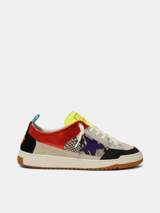 Golden Goose Yeah sneakers with purple star and snakeskin-print insert Red G36MS602.A7