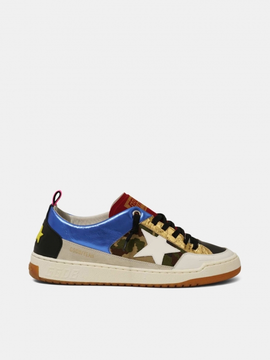 Goolden Goose Yeah sneakers with camouflage and white star Blue G36MS602.A8