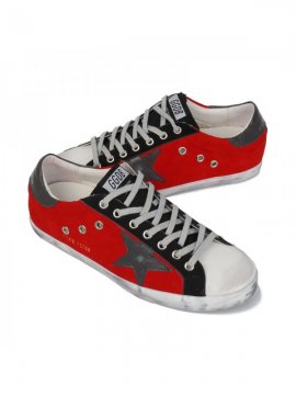 Gray White Red Superstar Sneakers