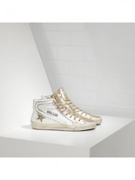 White Gold Slide Sneakers