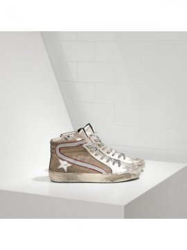 White Khaki Slide Sneakers
