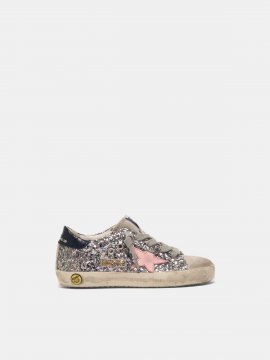 Superstar sneakers in glitter with pink star
