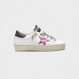 Golden Goose Hi Star Sneakers With Pink Glitter Star And Black Heel Tab G35WS945.K4