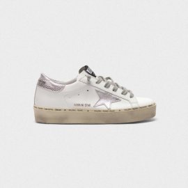Golden Goose Hi Star Sneakers With Star And Heel Tab In Metallic Silver G35WS945.B8