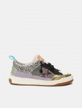 Golden Goose Yeah sneakers in silver mesh with a pink star G36WS602.A3