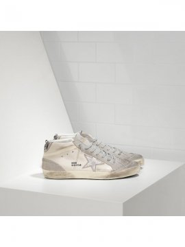 Silver Khaki White Mid Star Sneakers