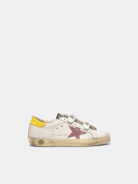 Old School sneakers with glitter star and yellow heel tab