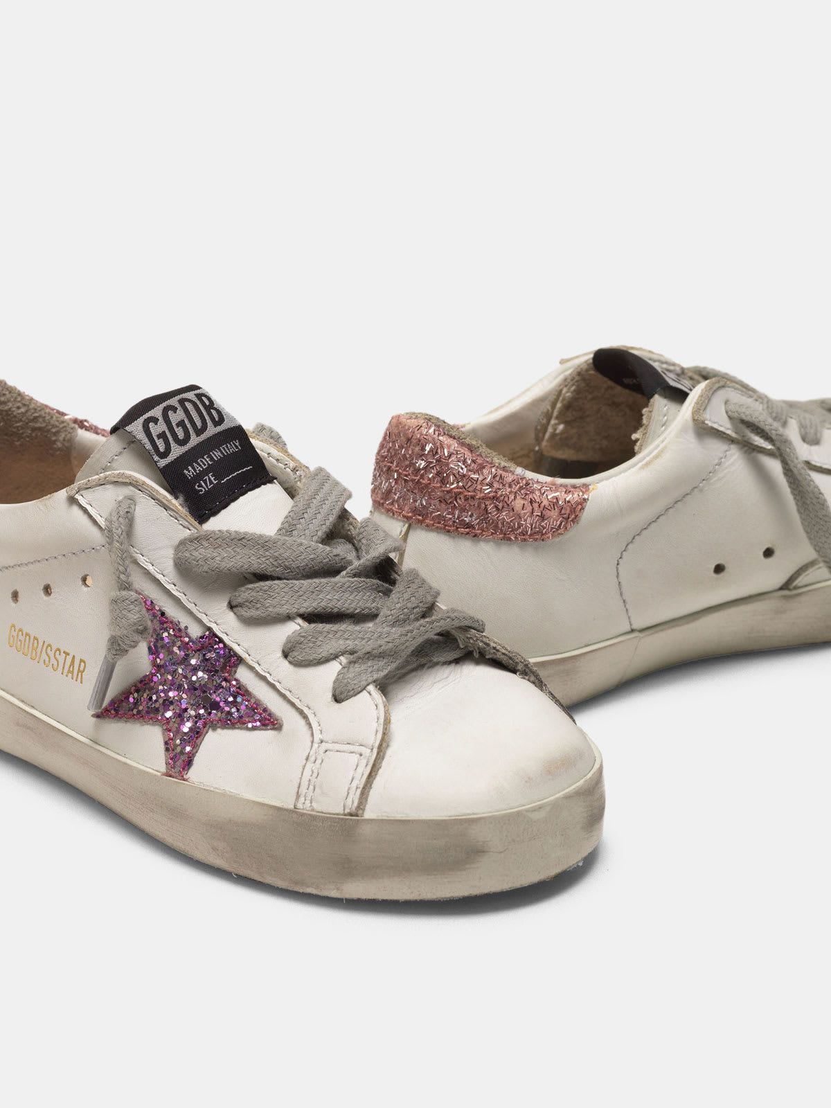 Superstar sneakers with glitter star and heel tab