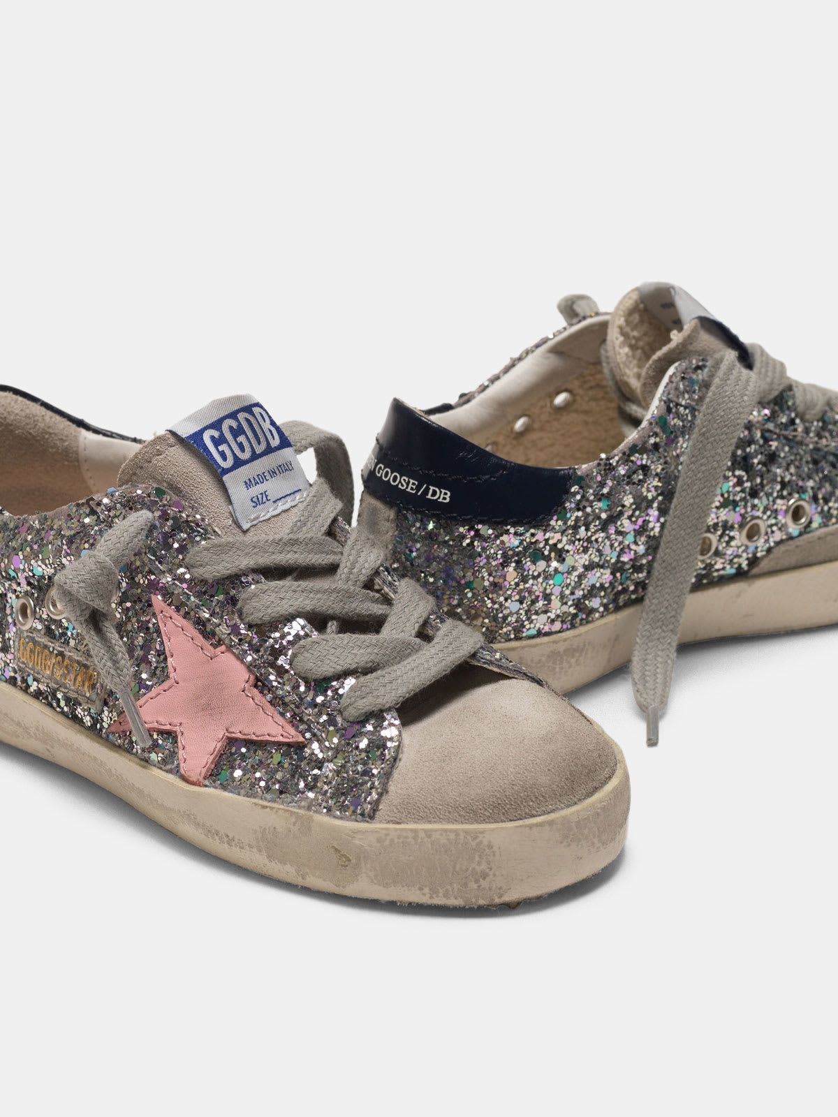 Superstar sneakers in glitter with pink star